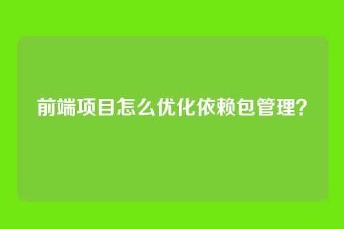 前端项目怎么优化依赖包管理？